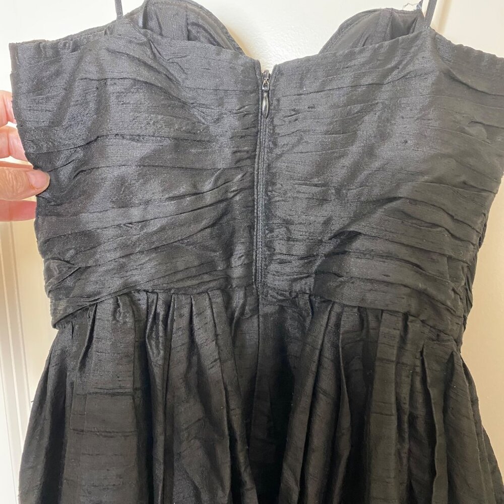 Vintage Y2K ABS by Allen Schwartz Black Silk Strapless Evening Gown Sz 2 - Picture 8 of 11
